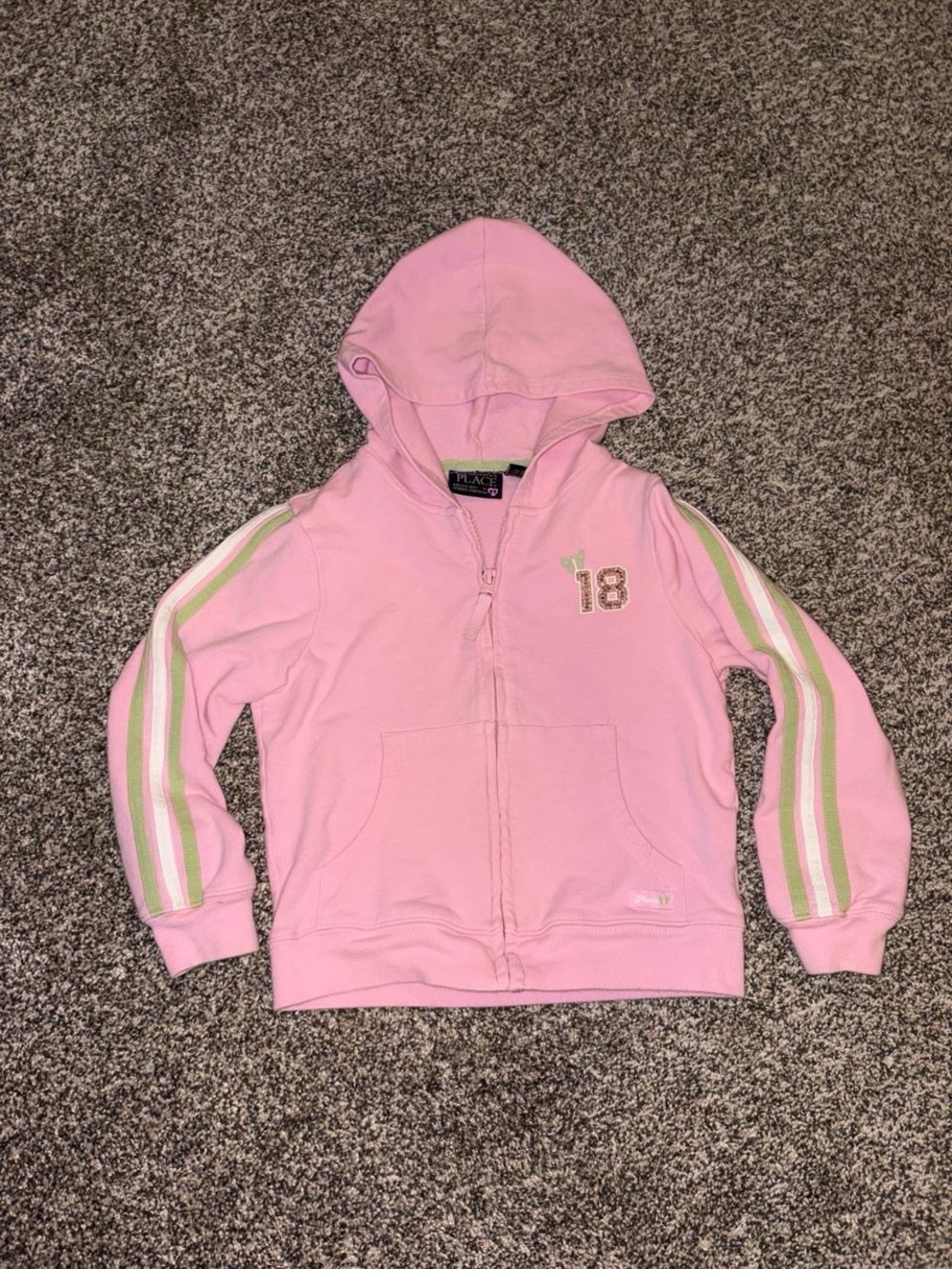 Y2K pink and green tracksuit style hoodie with sequins